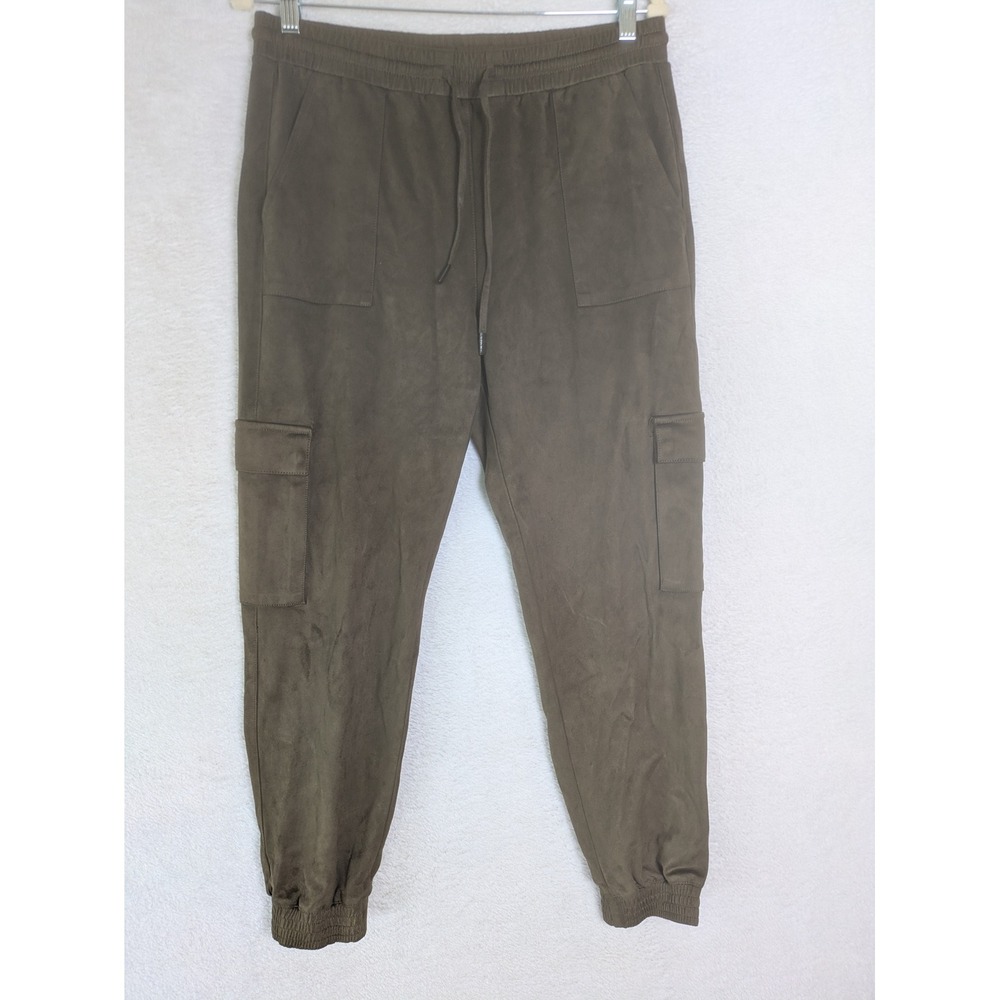 Truth by Republic Cargo Jogger Pants Women's Size M Olive Green Faux Suede